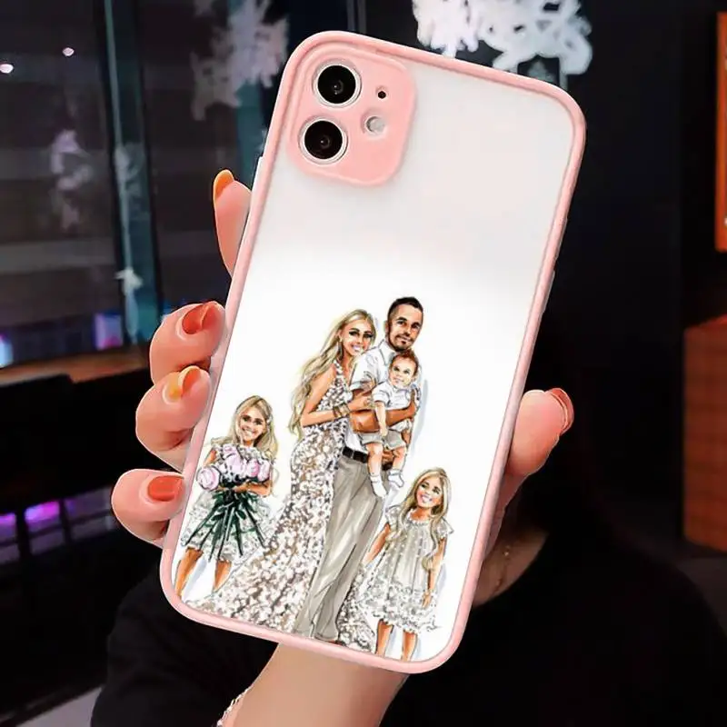 

Warm father mother baby family Phone Cases Matte Transparent For iPhone 12 Mini 11 Pro XR XS Max 7 8 Plus