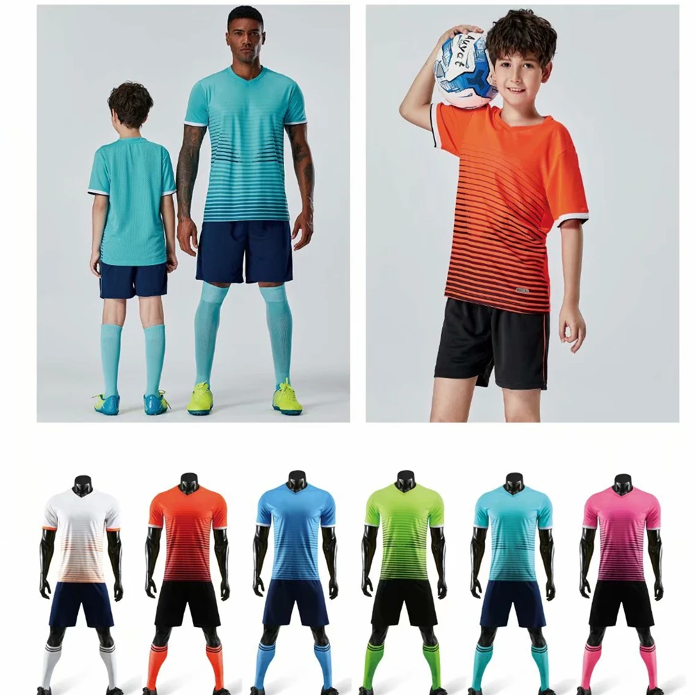 

Wholesale Customized Adult Soccer Jersey Sports Shirts Children's Training Football Suits Outdoor Short Sleeve Sets+1Pairs Socks