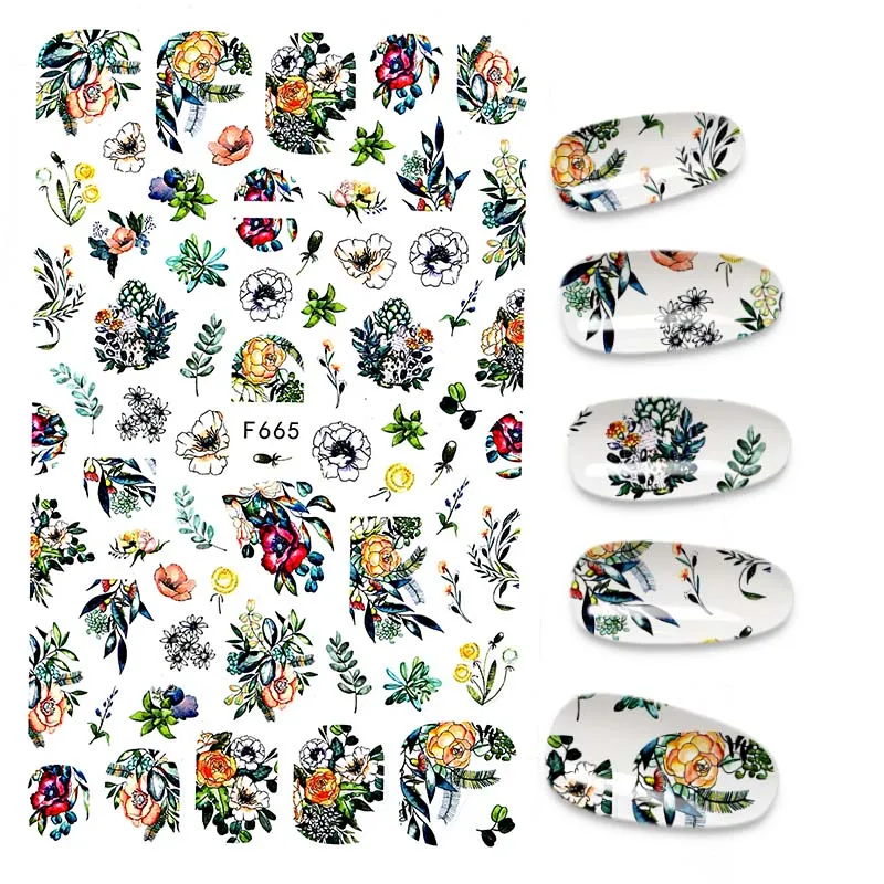 

The New Flower Adhesive 3D Nail Sticker Foil Decals For Nails Sticker Art Cartoon Nail Art Decorations Designs Tool