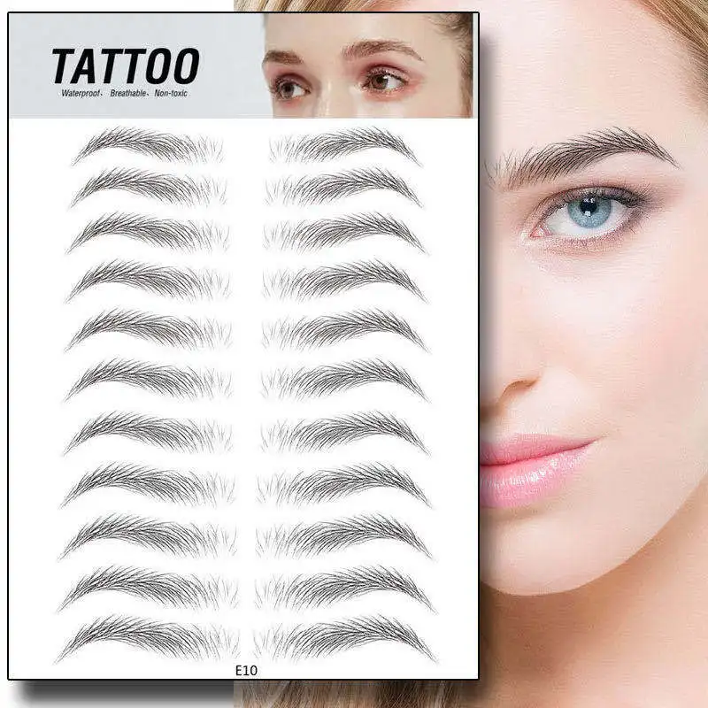 2021 NEW 9/10/18/20 Pair Eyebrows Tattoo Sticker Magic 4D Hair-like False Waterproof Lasting Makeup Water-based Eye Brow | Красота и