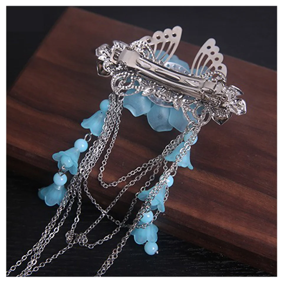 

Ancient Style Shaking Tassel Elegant Lady Hairpins Banquet Hairwear Multi-Color Optional Cute Five-Piece Flower Costume Hairpins