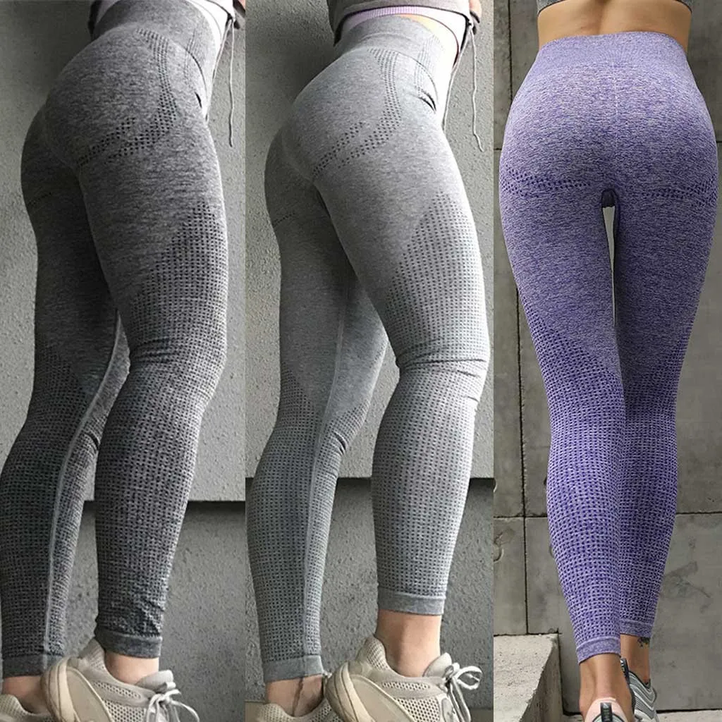 Штаны для йоги с высокой талией бесшовные леггинсы спортзала колготки
