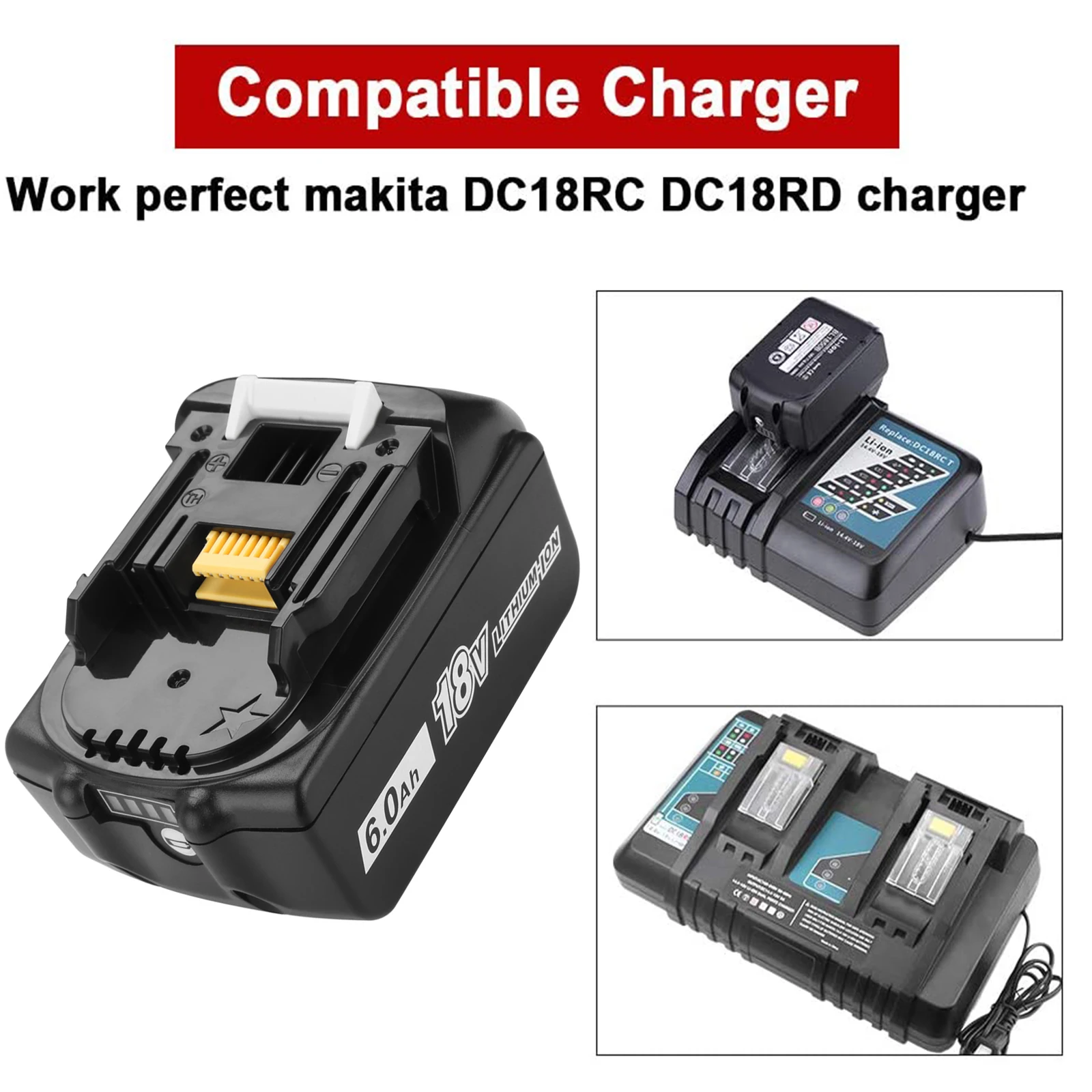 

BL1860 Rechargeable Batteries18V 6000mAh Lithium Ion for Makita 18v Battery 6Ah BL1840 BL1850 BL1830 BL1860B LXT400