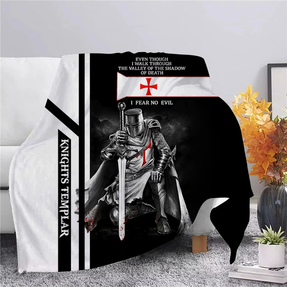 

CLOOCL Jesus Knights Templar Flannel Blanket 3D Print Soft Warm Blanket for Beds Travel Office Sofa Bedding Hiking Picnic Quilts