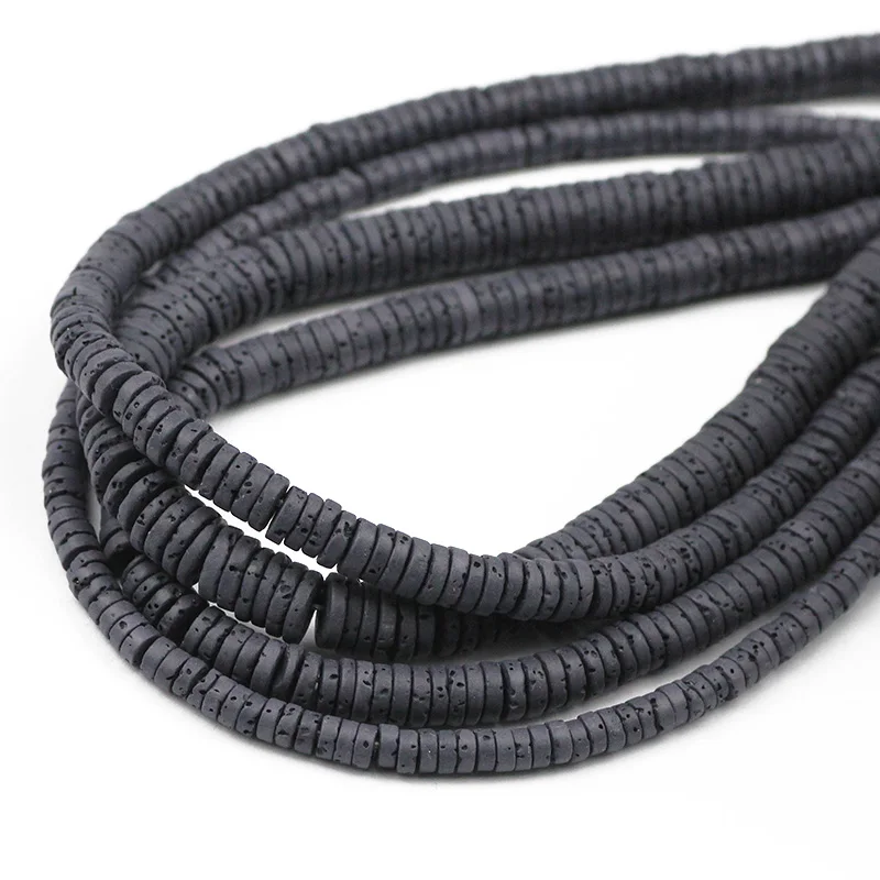 Натуральный черный камень из вулканической лавы бусины 4/6/8 мм плоские круглые