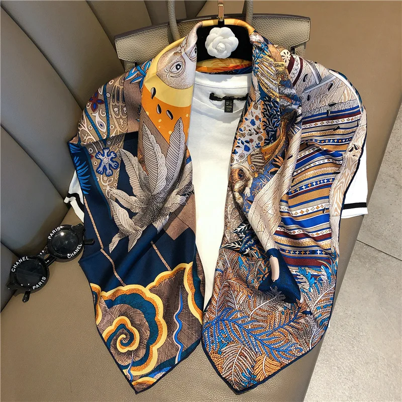 Модный платок 100% саржевый шелковый шарф для женщин квадратные шали шейные шарфы женские 90*90 см роскошная женская ручная работа от AliExpress RU&CIS NEW