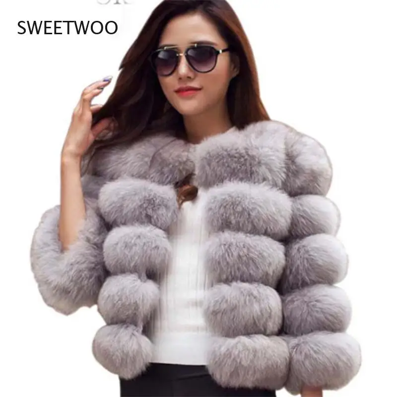 S-3XL Mink Coats Women 2021 Winter Top Fashion Pink FAUX Fur Coat Elegant Thick Warm Outerwear Fake Fur Woman Jacket