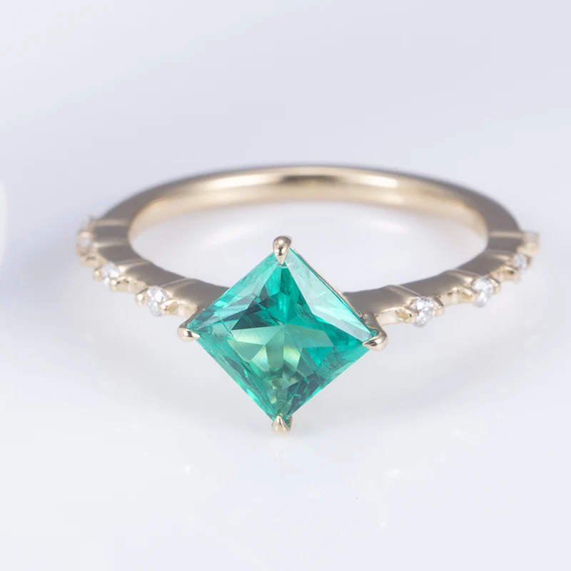 

Lab Grown Emerald Jewelry Ring Yellow Gold Custom MSR-607