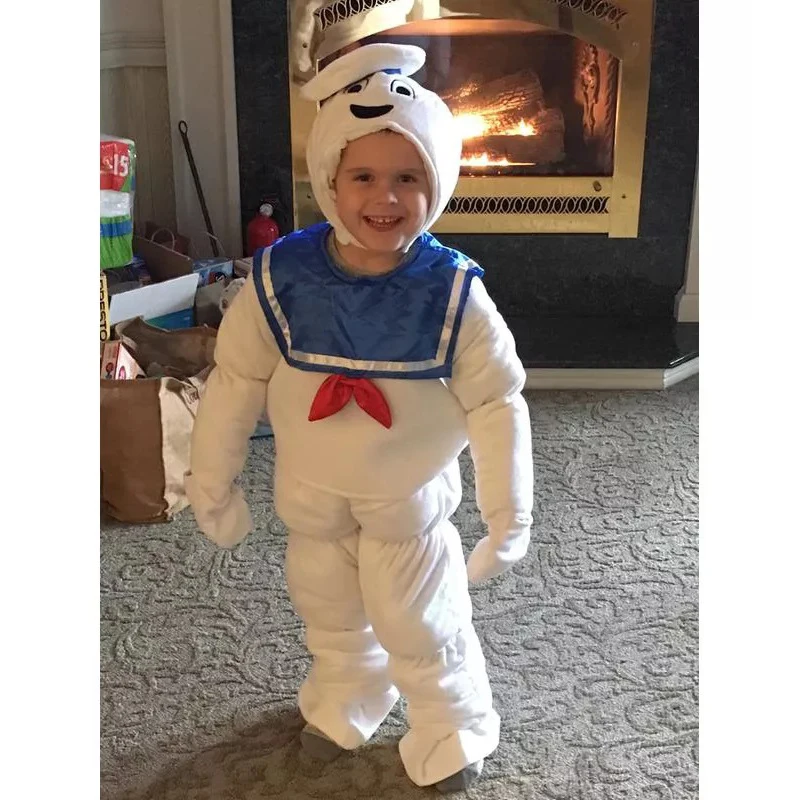 

Stay Puft Marshmallow Man Cosplay For Baby Ghost Busters Snowman Performance Halloween Costumes For Kids Fancy Role Party