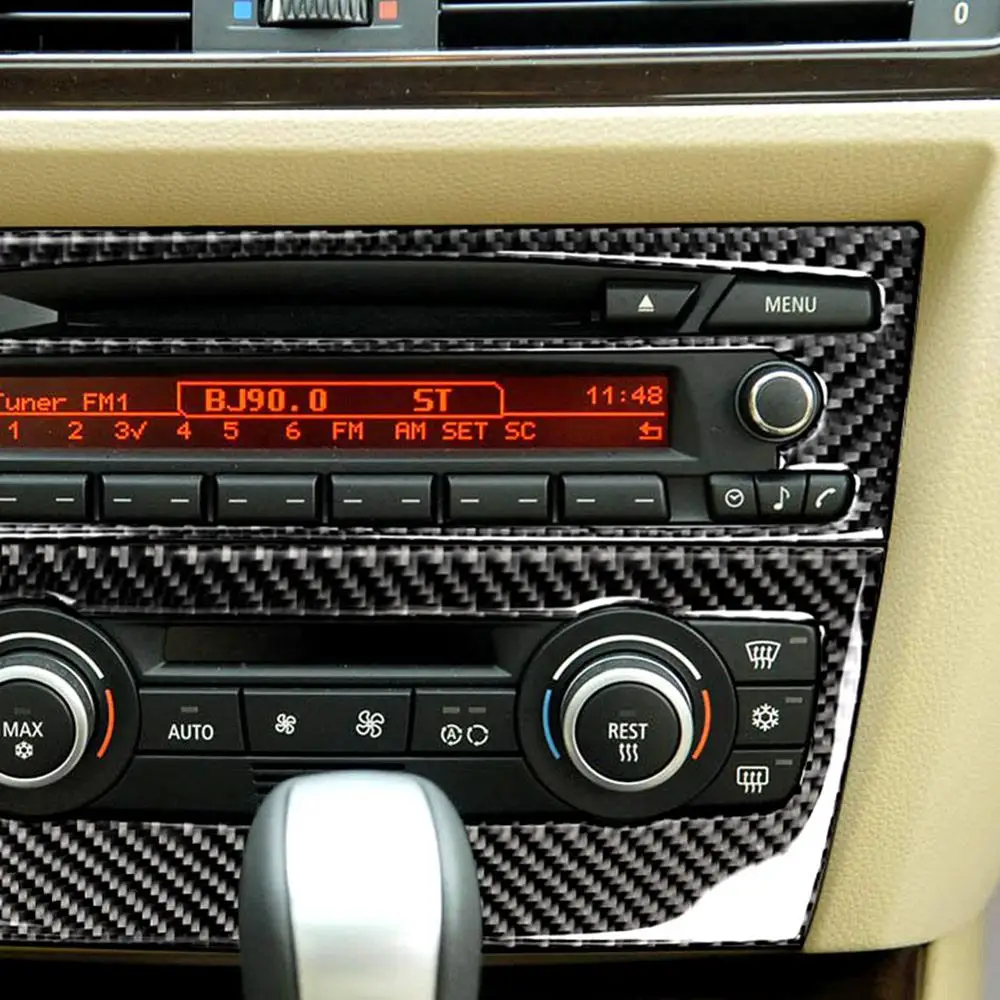 

1 Set Carbon Fiber Air Conditioning CD Panel Cover Trim For BMW 3 Series E90 2005-2012
