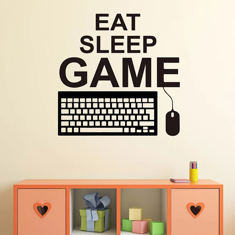 Настенные Стикеры с цитатами Eat Sleep наклейка для ПК игровая клавиатура мышь