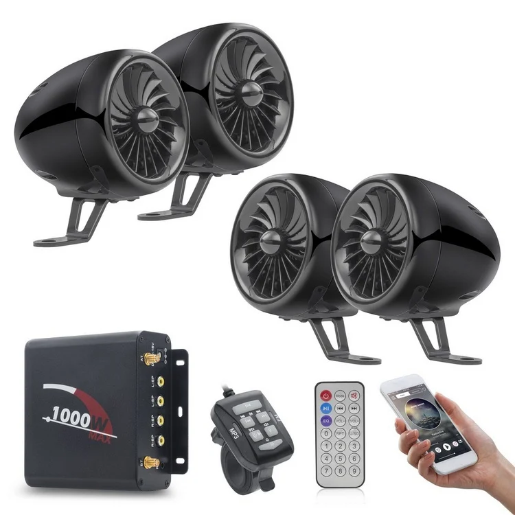 Черный 1000 Вт мотоцикл mp3 Аудио Сигнализация Система поддержка AUX MP3 fm-радиоприемник Bluetooth усилитель стерео динамик музыка дистанционное управление - Цвет: Черный