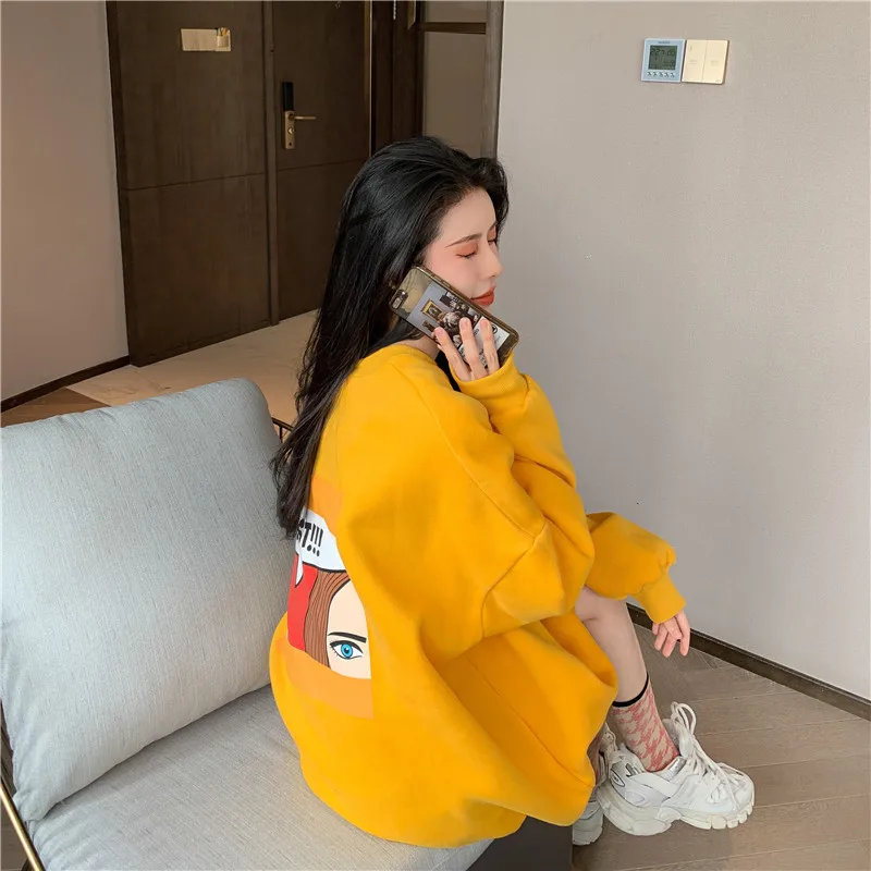 

XZ1944 Korean style loose and versatile design sense mid-length western style Sweatshirts