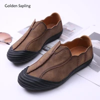 golden sapling boat shoes fashion leisure flats genuine leather mens casual shoe breathable slip on leisure driving loafers men