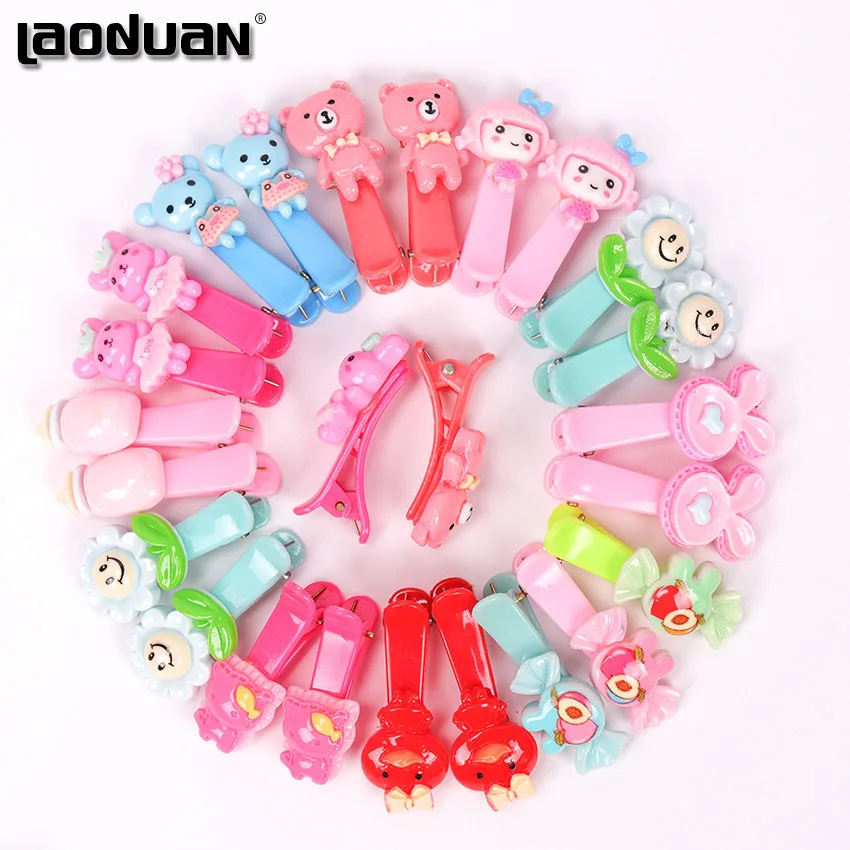 10 шт. заколка для волос разных цветов с милым цветком однотонная детская героями