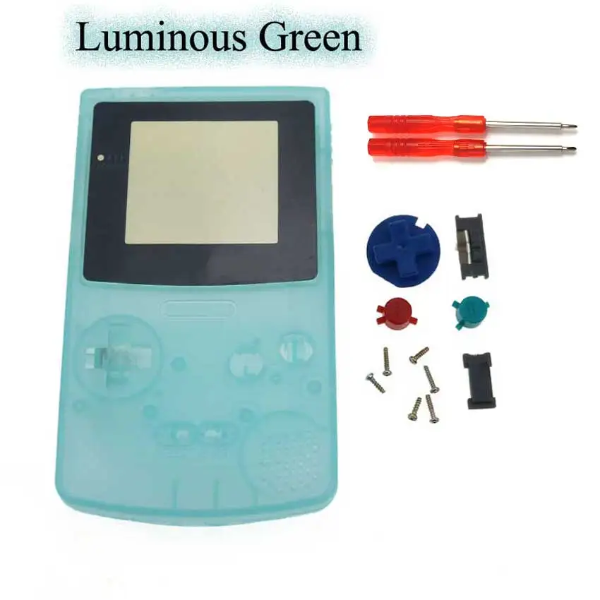 YuXi полный корпус оболочка Крышка запасная часть для nintendo для Gameboy цвет консоль GBC чехол с инструментами - Цвет: Luminous green
