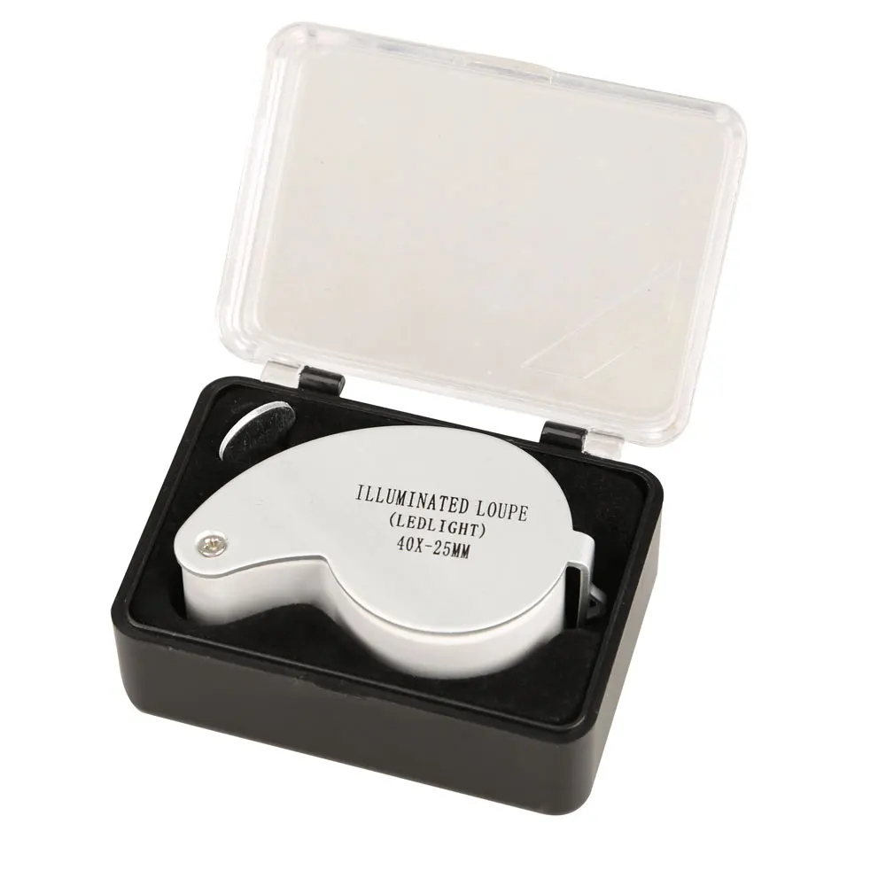 

Portable 40x 6-shaped 25mm Lens Waterproof Jewelry Magnifier Illuminated Loupe with Two LED For Jewelry Store