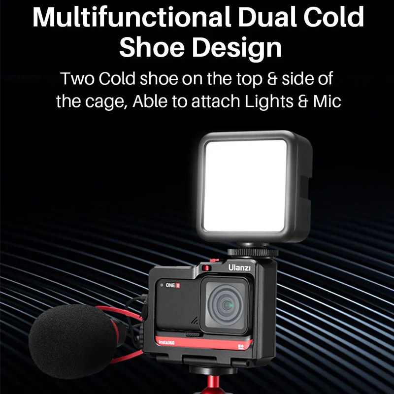 Ulanzi Insta360 One R Aluminum Vlog Cage frame Cold Shoe LED Light Mic Expansion Protection Case Cover For Accessories | Электроника