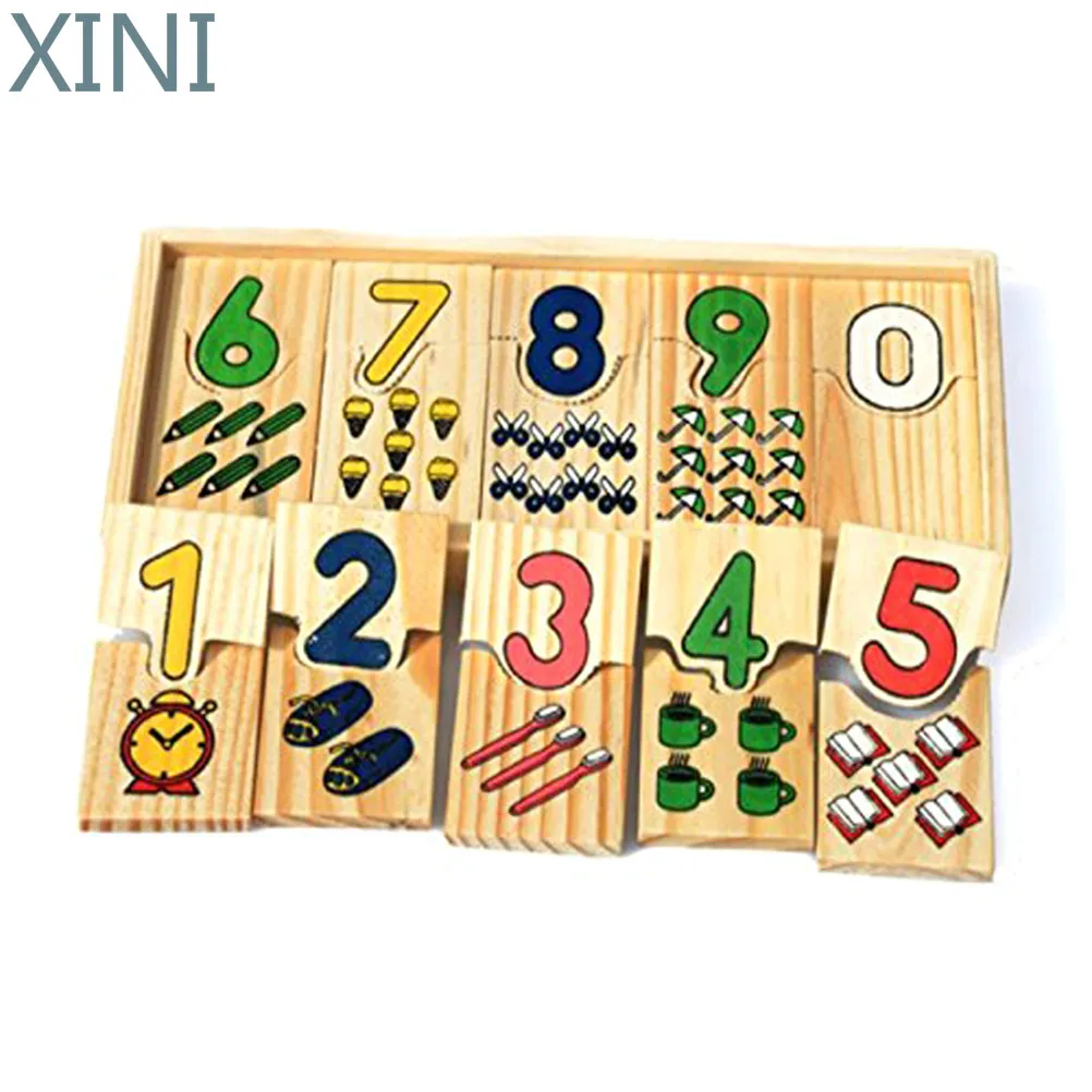 

XINI Math Digital Shape Pairing Learning Preschool Counting Board Kids Educational Montessori Wooden Toy for Children Gift ZXH