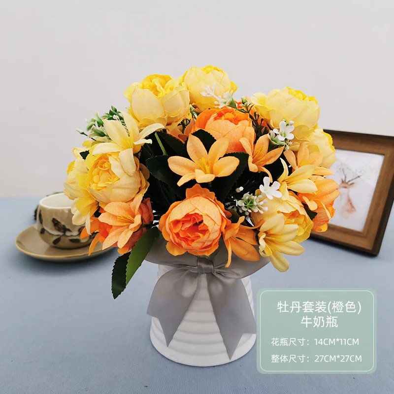 

Bouquets Artificial Flowers Living Room Table Flower Artificial Plants High Quality Crafts Sztuczne Kwiaty Party Supplies EB50JH