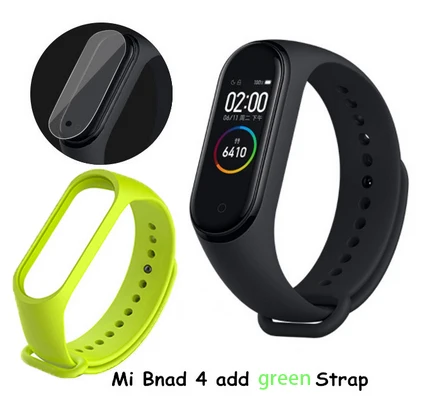 CN Add Green Strap Оригинальные Xiaomi Mi Смарт-часы с 4 полосами AMOLED цветной экран HeartRate Фитнес Спорт 50 атм водонепроницаемый смарт-браслет Bluetooth 5,0 - Цвет: CN Add Green Strap