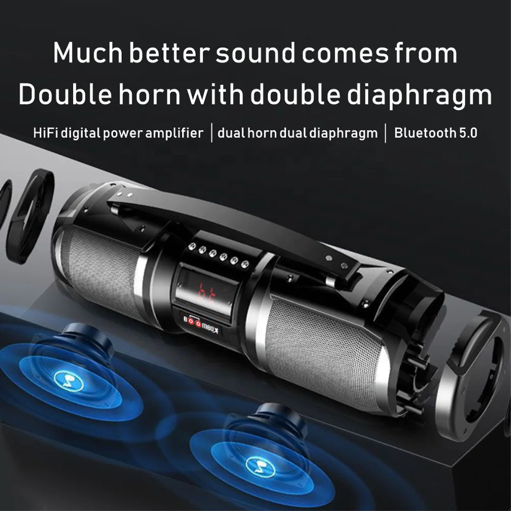 Kimiso высокомощная bluetooth-колонка с тяжелыми басами внешний портативный сабвуфер