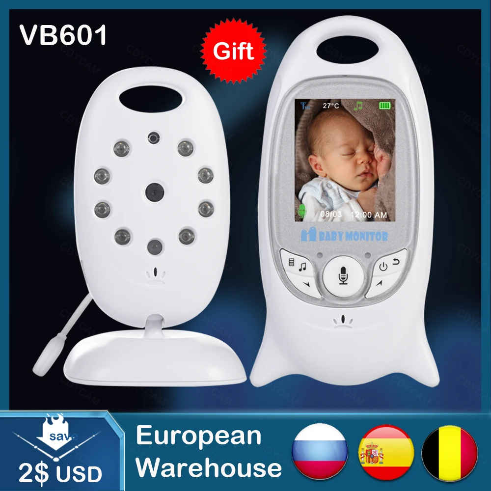 Камера видеоняня VB601, беспроводная Инфракрасная камера с функцией ночного видения, двусторонняя аудиосвязь светодиодный ы, датчик температуры, 8 колыбельных - изображение