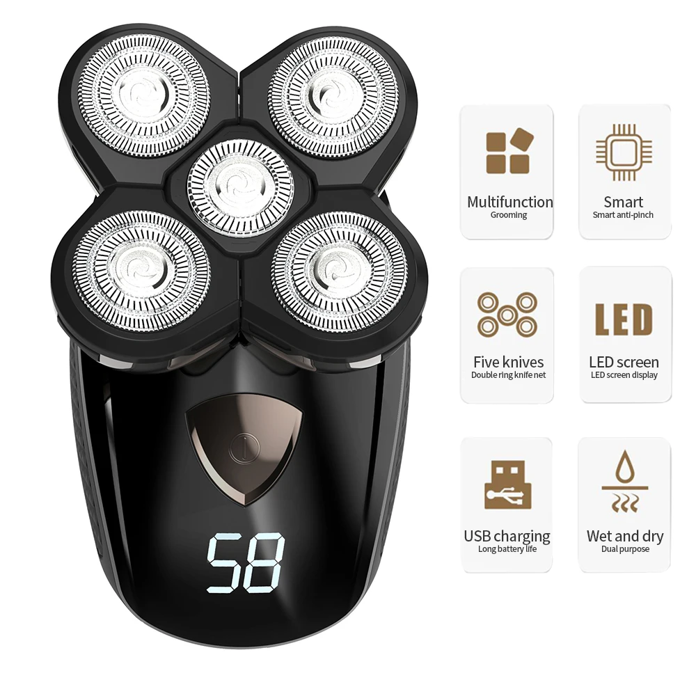 

2020 New Electric Shaver Rechargeable Electric Beard Trimmer Shaving Machine for Men Beard Razor Wet-Dry Dual Use Washable Razor
