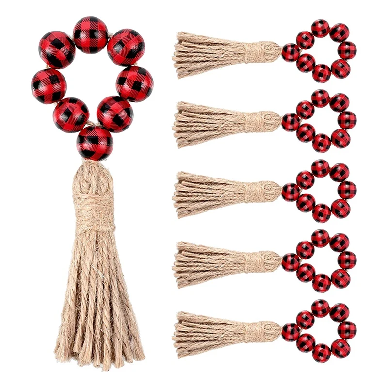 6 шт. деревянные кольца для салфеток с бахромой | Дом и сад