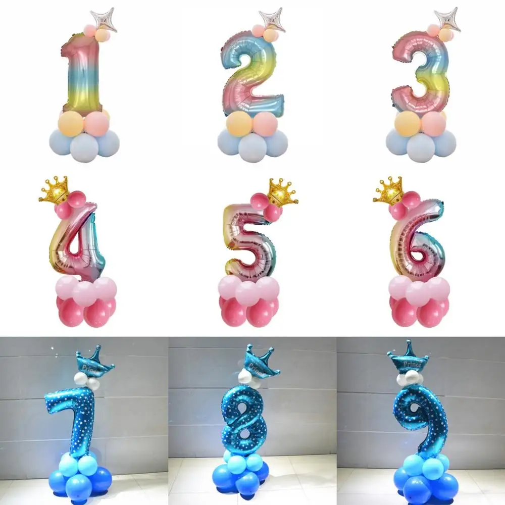 Воздушные шары на 1-й день рождения фольгированные шарики с цифрами для детей 1 2 3 4