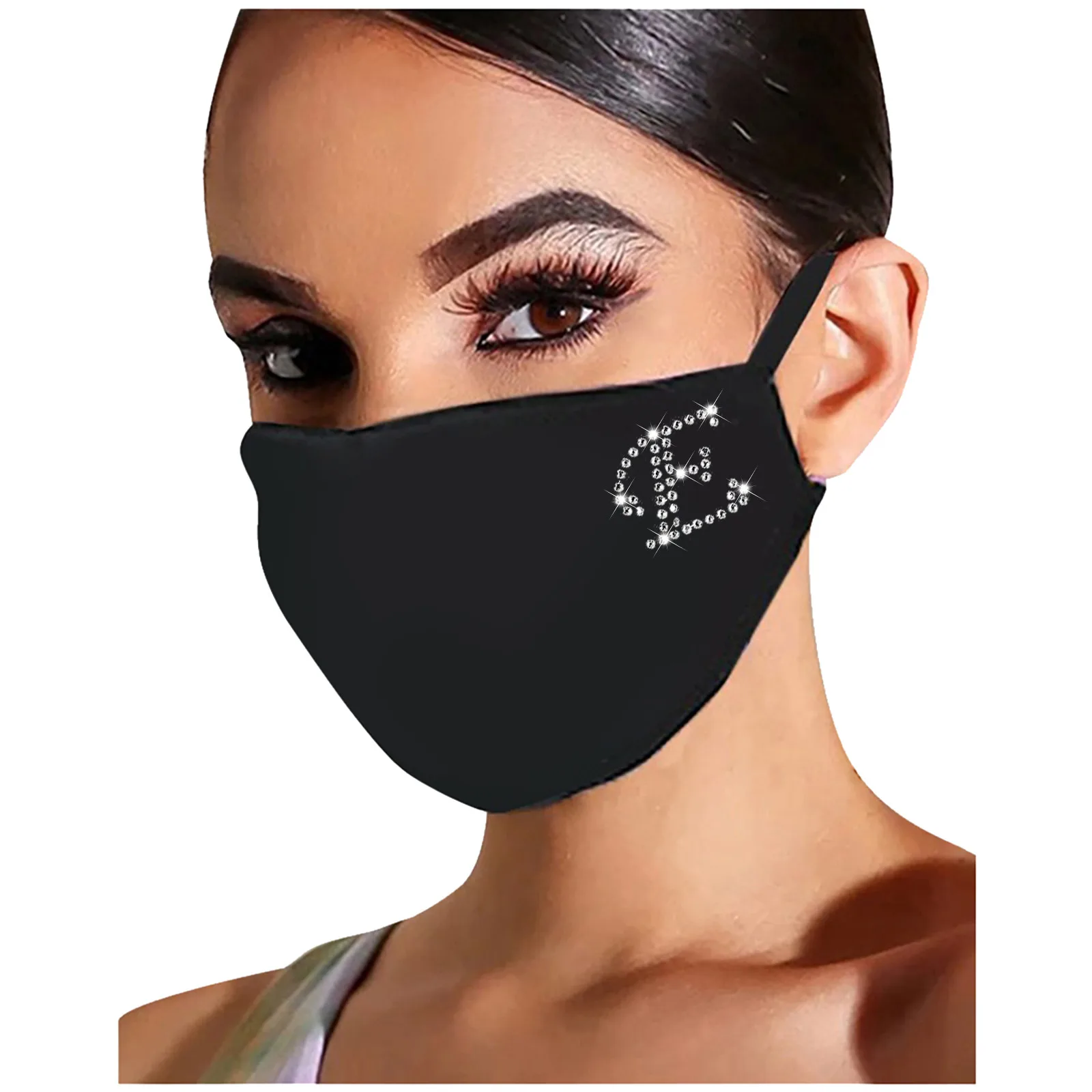 

K letter Fashion Crystal Masquerade Mask Women Party Jewelry Fishing Net Metal Rhinestone Tassle Shining Face Mask