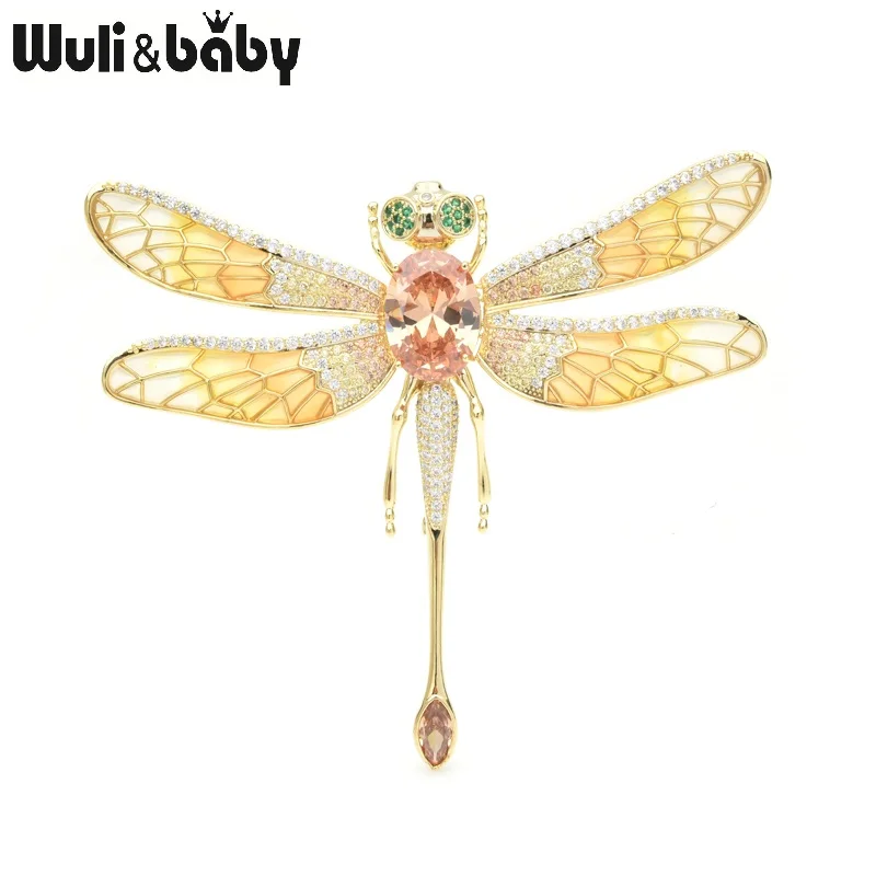Женская брошь в форме стрекозы Wuli & baby большая эмалированная насекомого цвета