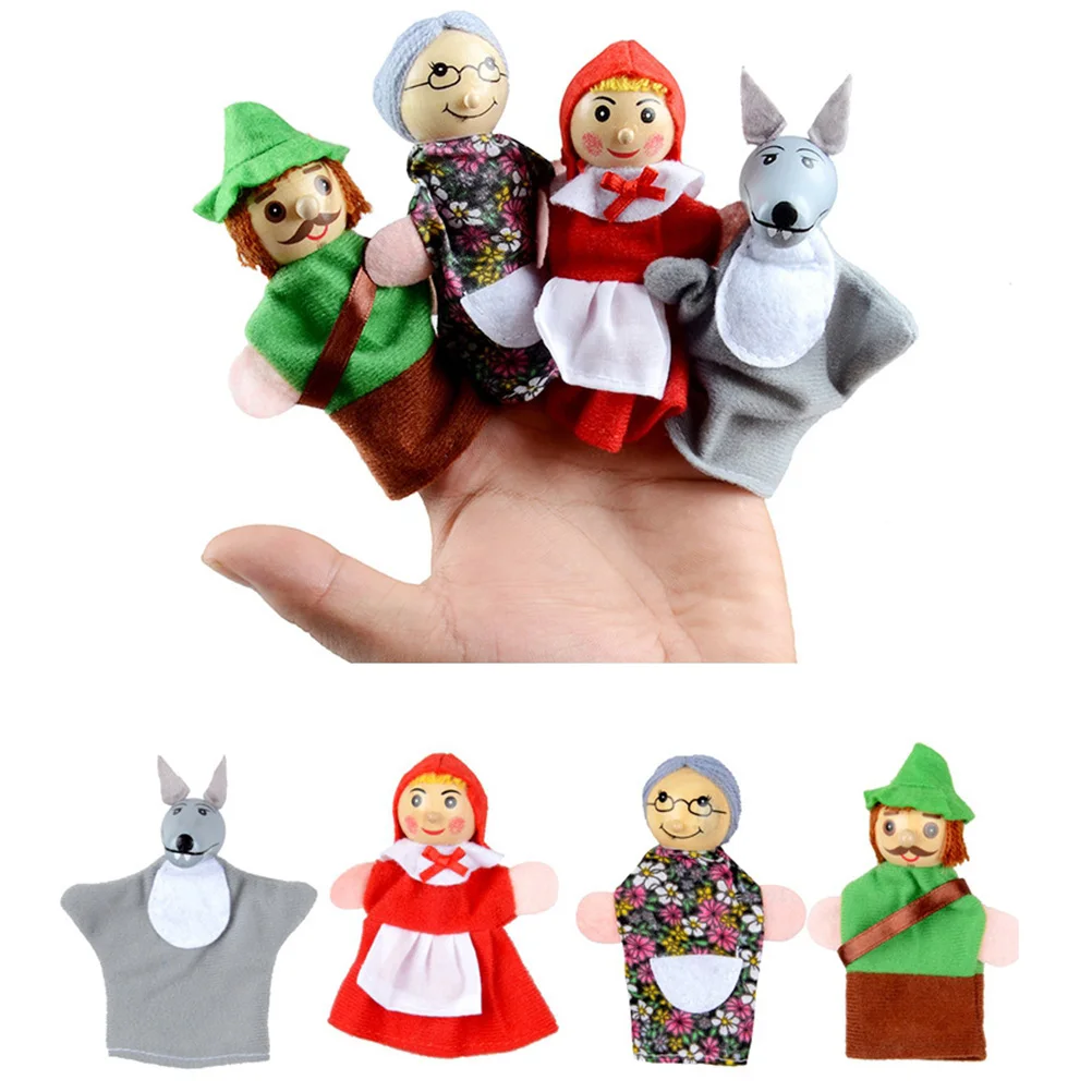 4 шт. кукла для рассказывания историй сказки Красная Шапочка пальцевые куклы