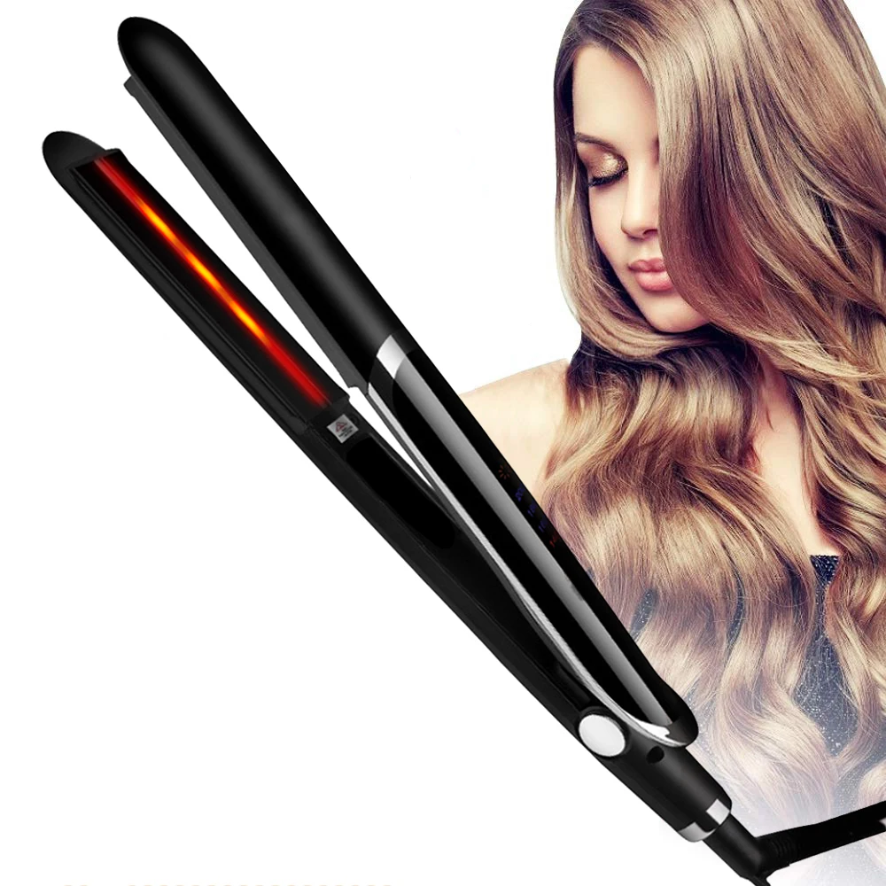 

Infrared Hair Straightener Flat Iron Negative Ion Hair Straighting Curling Iron Infrared Ironing Hair Styler Corrugation Curler