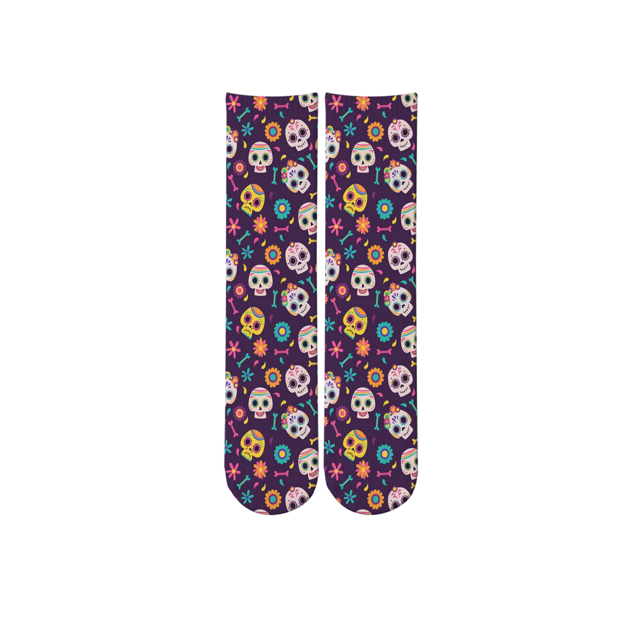 Creative Skulls Colorful Pattern Socks Harajuku Mexican Skull Crew Socks Funny Pop Lucky Long Socks Happy Women Sox  For Gifts