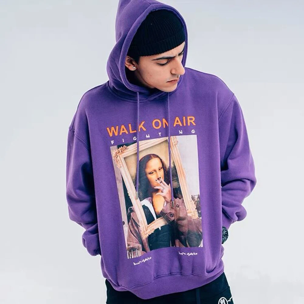 Забавные мужские флисовые толстовки LACIBLE с принтом Моны Лизы уличная одежда