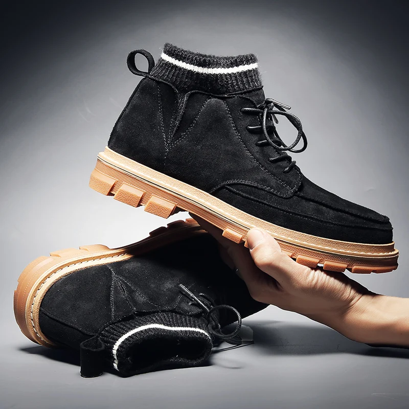 Мужские кожаные ботинки Мартенс зимние водонепроницаемые Ботинки Ботильоны