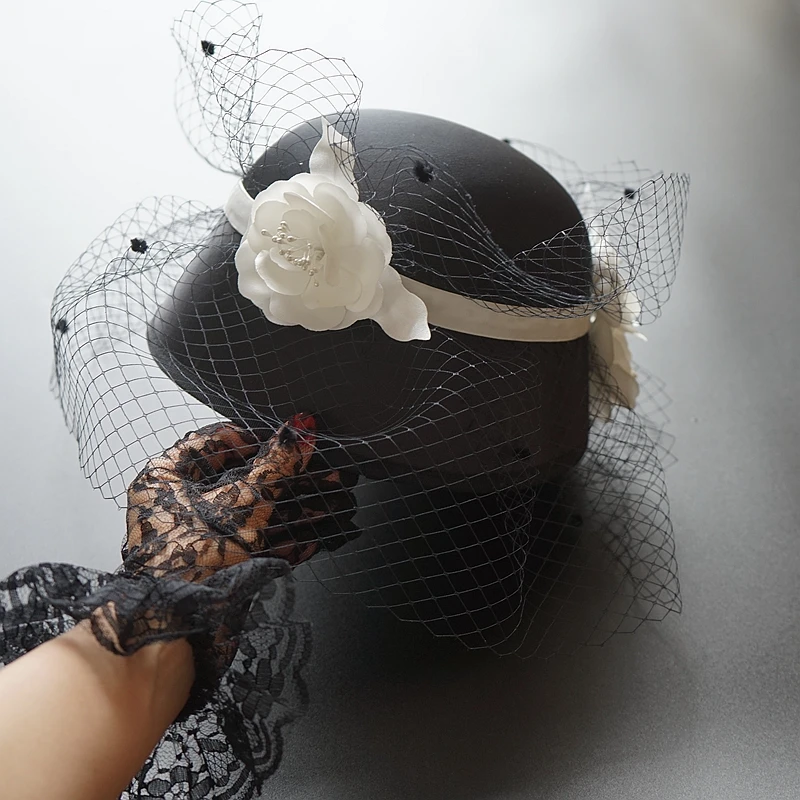 Черная сатиновая Вуалетка sinamay головные уборы официальное платье Шляпа fedora для