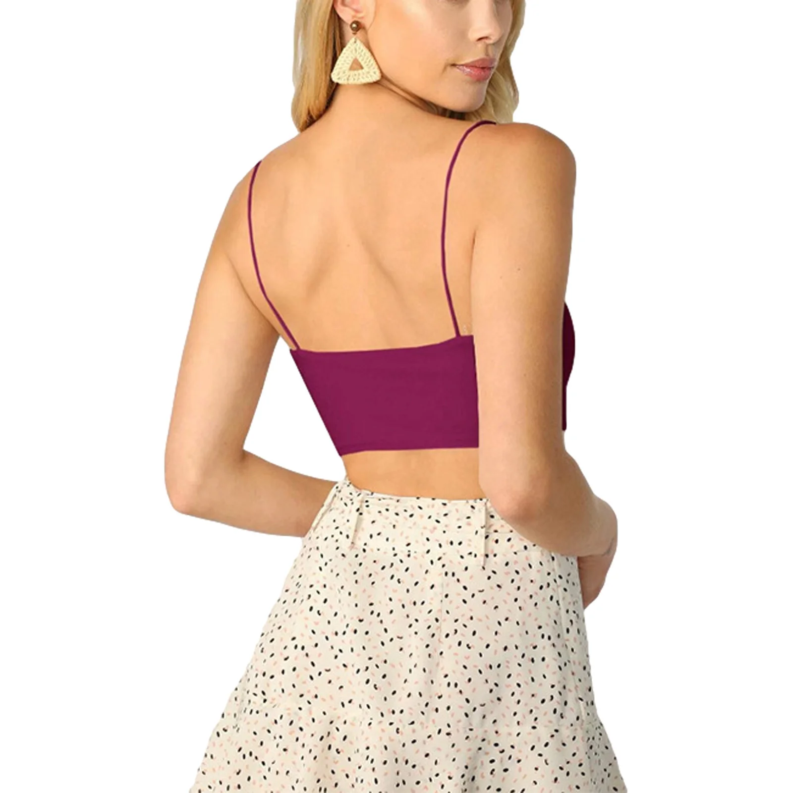 

Hirigin 2021 New Solid Women's Tops Sleeveless Square Neck Vest Solid Color Thin Shoulder Strap Camisole for Female