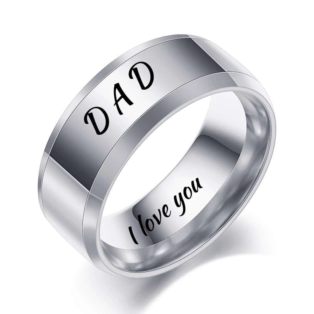 Silver DAD Семья для папы и сына, одежда для мамы и дочки с гравировкой выразить свою любовь память подарок кольцо Высокое качество Нержавеющая сталь ювелирные изделия Для женщин и мужчин кольца - Цвет основного камня: Silver DAD