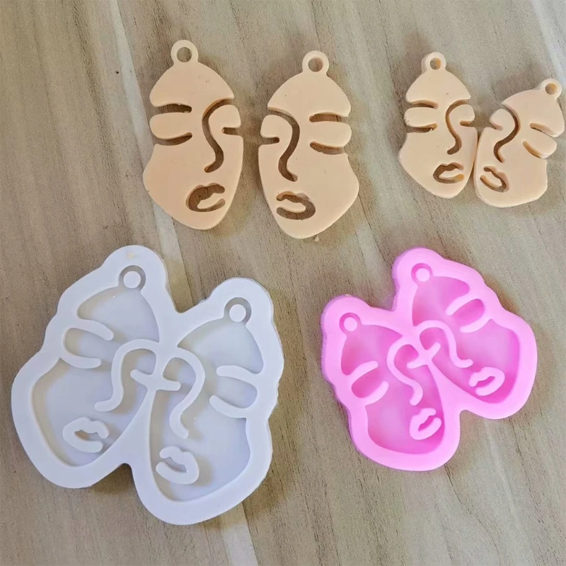 

Crystal Epoxy Resin Mold Beauty Face Keychain Pendant Silicone Mould DIY Crafts Decorations Making Tool