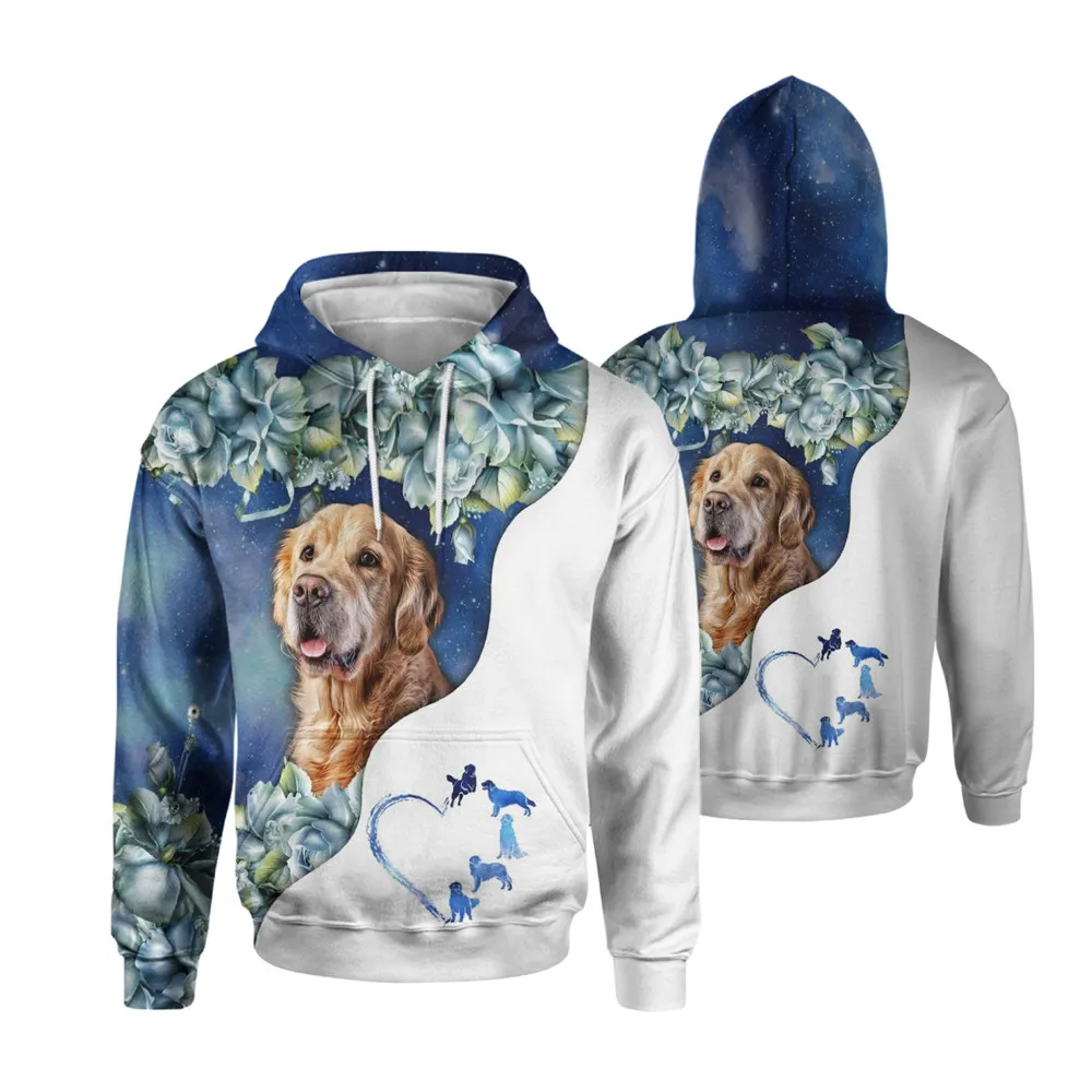 

CLOOCL Graphic Flowers Men Hoodies Animals Dogs Golden Retriever Men Clothing Women Sweatshirts Casual Tops Harajuku Streetwear