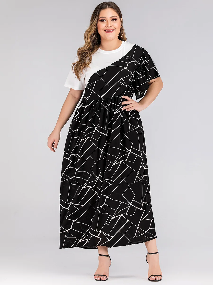 2021 летнее платье размера плюс длинное для женщин большой повседневные свободные