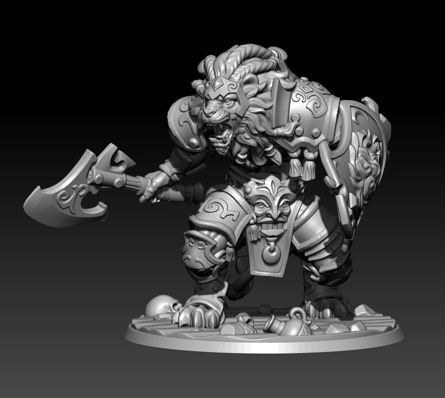 

56mm 38mm Resin Model Lion Warrior Figure Sculpture Unpainted DW-013