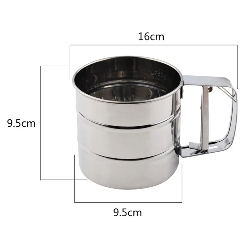 High Quality Stainless Steel Mesh Flour Sifter Mechanical Baking Icing Sugar Shaker Sieve Cup Shape Bakeware Pastry Tools | Дом и сад