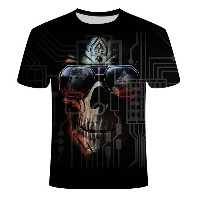 

Fashion Summer T-Shirt Men 2021 3D Skull Printing Men's T-Shirt Breathable Streetwear Splicing Printing T Shirt Men