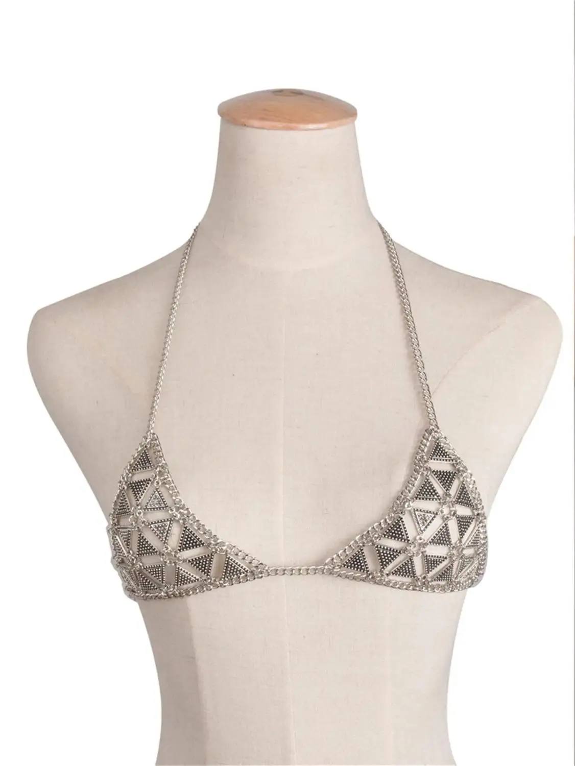 Металлические бралетты цвета золота филигранные Геометрические цепи тела для