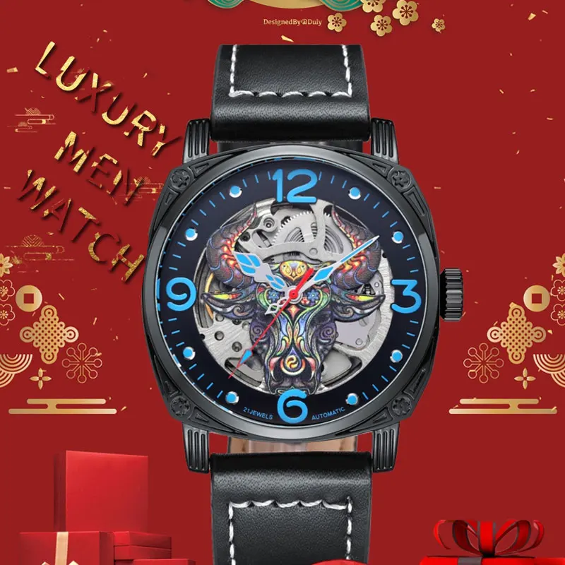 

Mechanical Men Watch Luxury Top Brand Men's Watches Waterproof Luminous Leather Sport Automatic Wristwatches Relogio Masculino