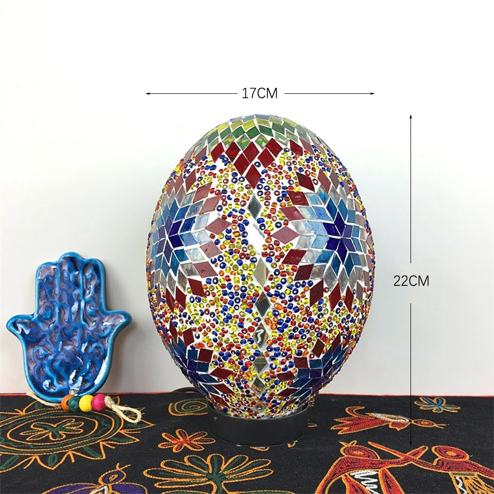 

Vintage Lucky Egg Turkish Mosaic LED Children's Night table lamp Lights Handmade Glass lampshade Cafe Hotel Decorated