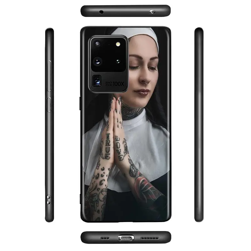 

Sexy Nun Sister For Samsung A01 02 02S 11 12 21 21S 22 31 32 41 42 51 72 S20 Ultra Plus 4G 5G Black Soft phone Case